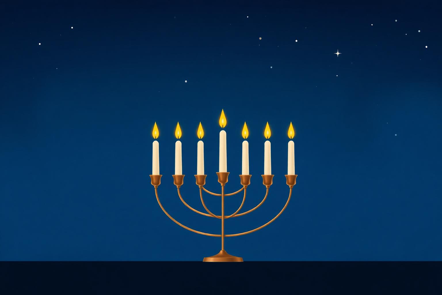 Menorah glowing under a starry night sky
